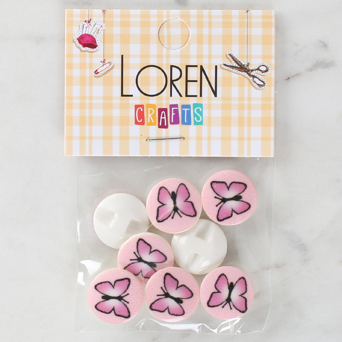 Loren Crafts 8'li Kelebek Düğme - 1223