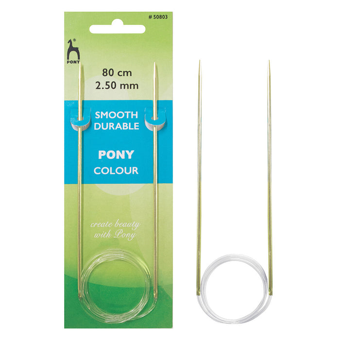 Pony Colour 2.50 mm 80 cm Misinalı Örgü Şişi - Açık Yeşil - 50803