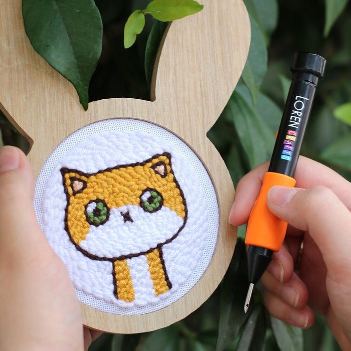 Loren Crafts Kedi Figürlü Ahşap Punch Kasnağı