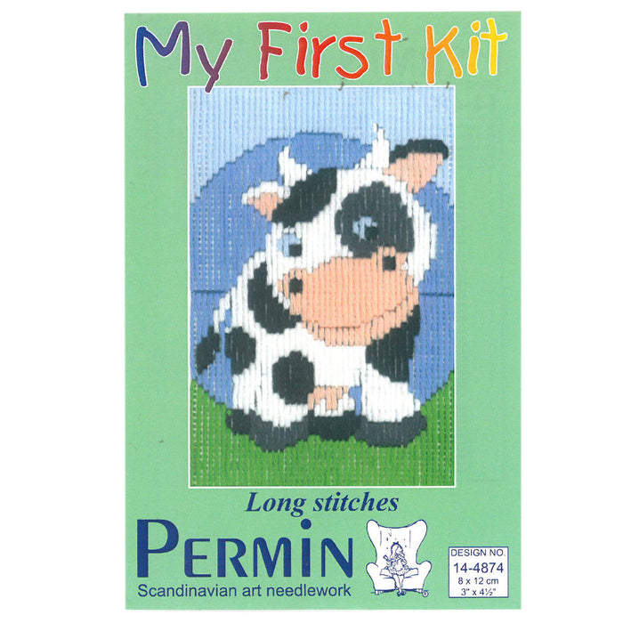 Permin My First Kit 8x12 cm İnek Desenli Çocuk Uzun İşleme Nakış Kiti - 14-4874