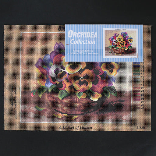 Orchidea 24x30 cm A Basket Of Pansies Baskılı Goblen 3183H