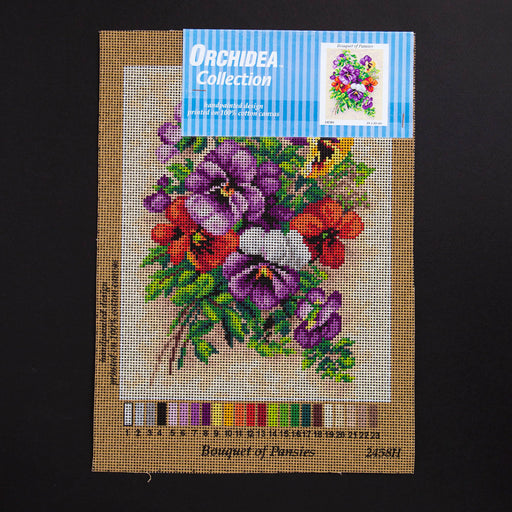 ORCHİDEA 24 x 30 cm Hercai Menekşe Buketi Baskılı Goblen 2458H - Bouquet of Pansies