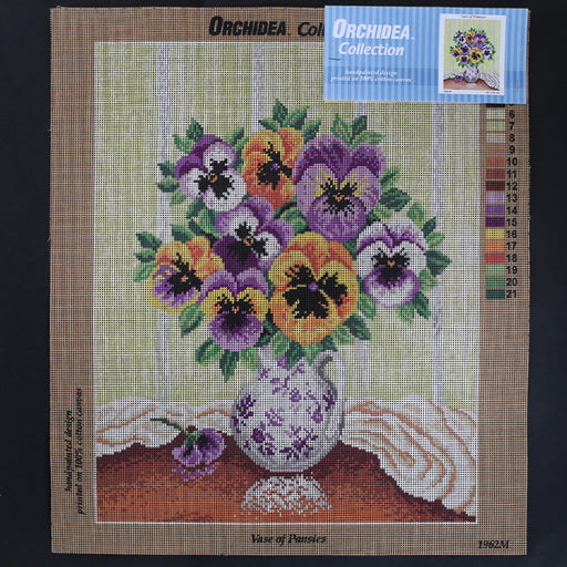 Orchidea 40x50 cm Vase Of Pansies Baskılı Goblen 1962M