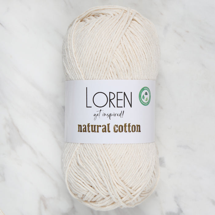 Loren Natural Cotton Krem El Örgü İpi - R083