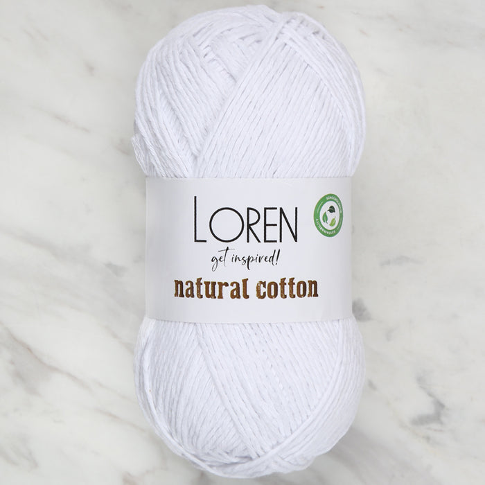 Loren Natural Cotton Beyaz El Örgü İpi - R001