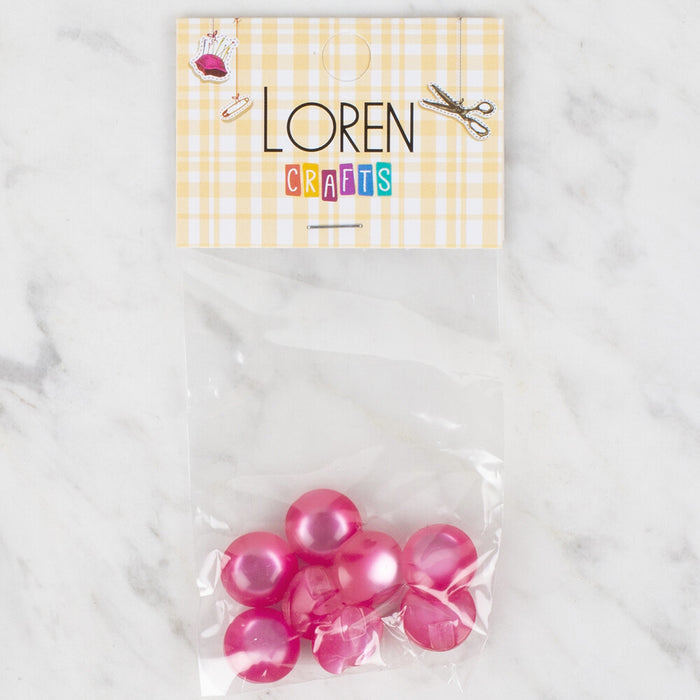 Loren Crafts 8'li Koyu Pembe Düğme - 51