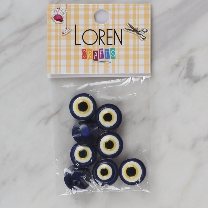 Loren Crafts koyu lacivert 8'li nazar boncuğu düğme - 158