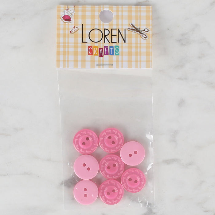 Loren Crafts 8'li Pembe Düğme - 189