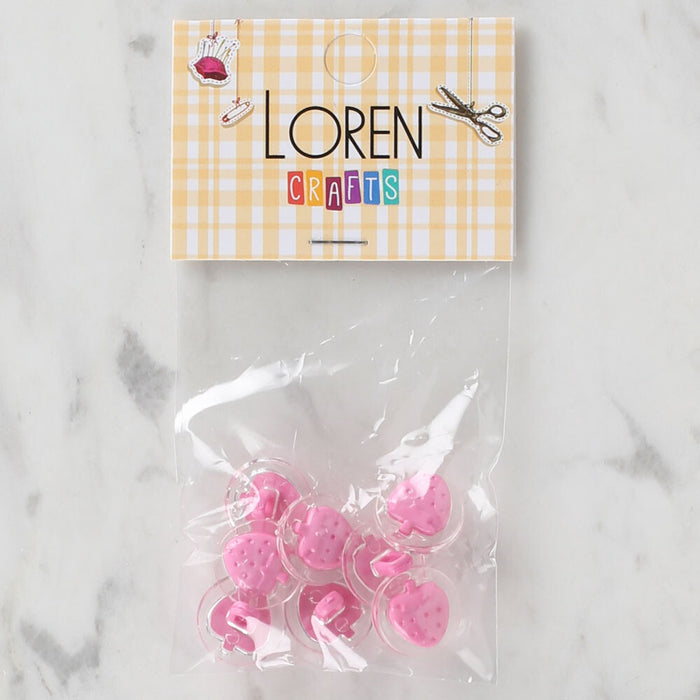 Loren Crafts 8'li Şeffaf Pembe Çilek Düğme - 251