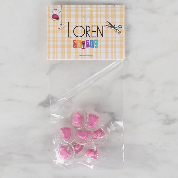 Loren Crafts 8'li Şeffaf Pembe ayak Düğme - 252