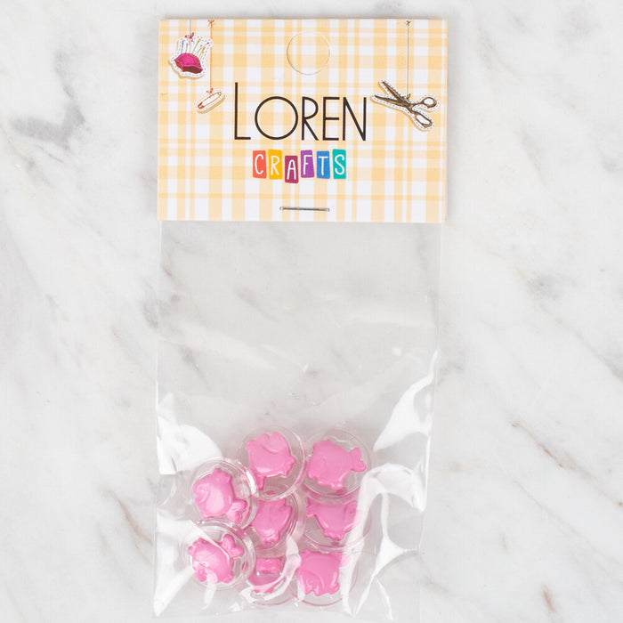 Loren Crafts 8'li Şeffaf Pembe Balık Düğme - 257