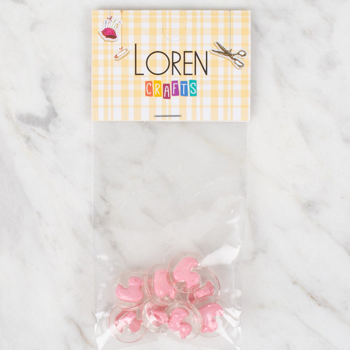 Loren Crafts 8'li Şeffaf Pembe Ördek Düğme - 259