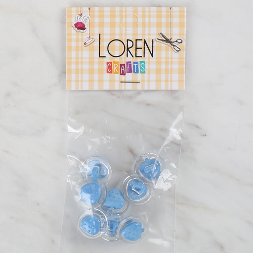 Loren Crafts 8'li Şeffaf Mavi Çilek Düğme - 264