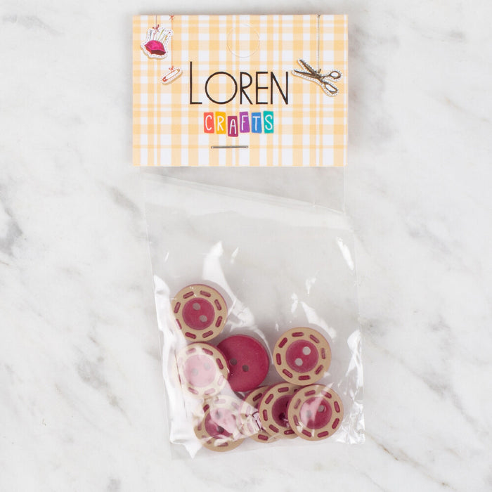 Loren Crafts 8'li Kırmızı Düğme - 294