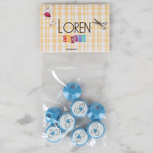 Loren Crafts 8'li Mavi Bebek Düğme - 370