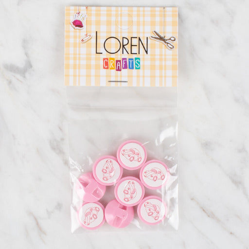 Loren Crafts 8'li Pembe Düğme - 398