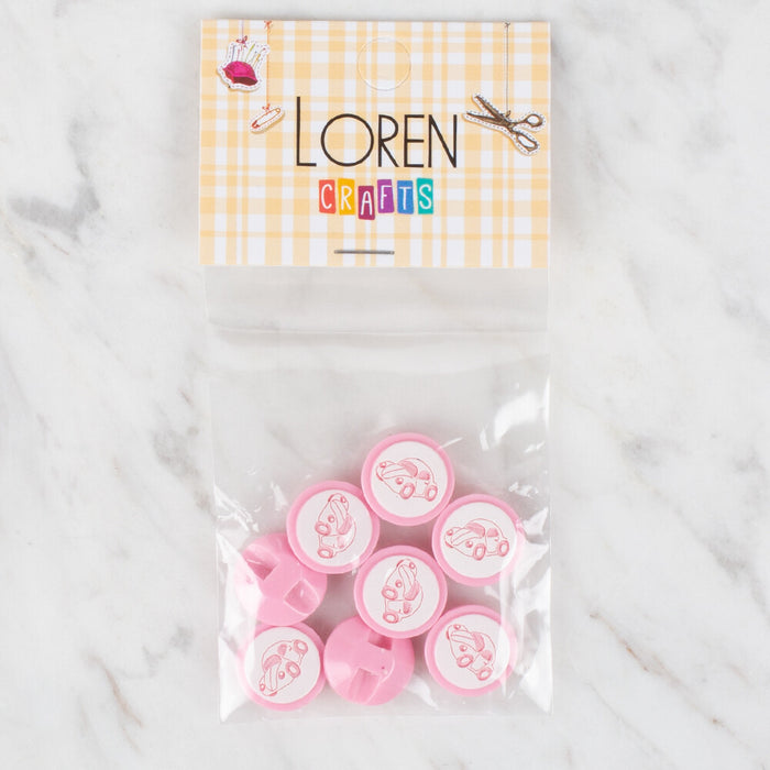 Loren Crafts 8'li Pembe Düğme - 398