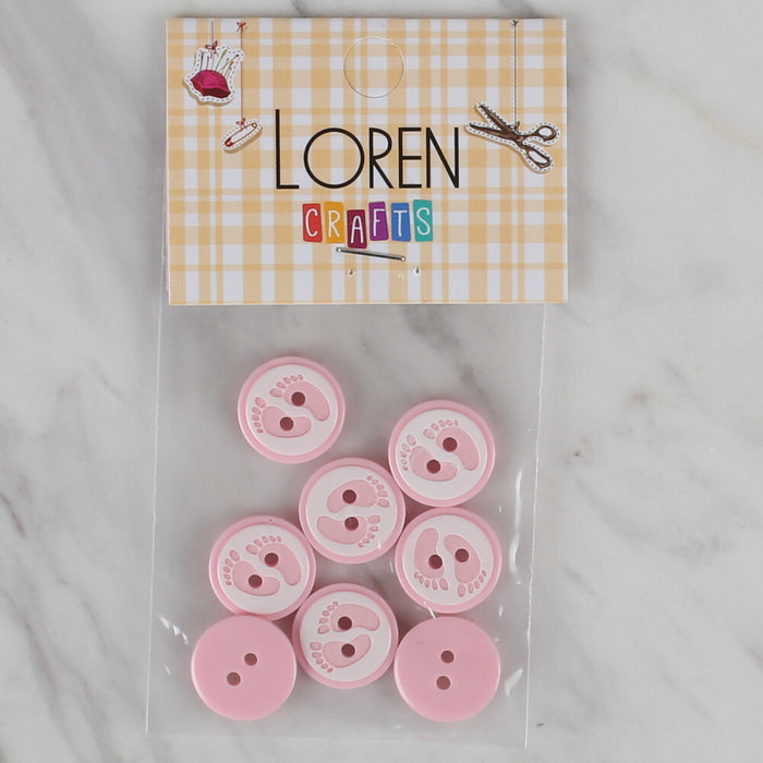 Loren Crafts pembe 8'li ayak izi düğme - 435