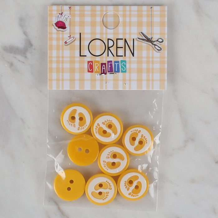 Loren Crafts sarı 8'li ayak izi düğme - 443