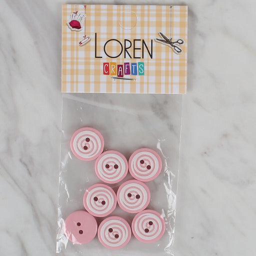 Loren Crafts pembe 8'li yuvarlak düğme - 447