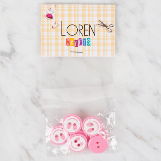 Loren Crafts 8'li Gülen Yüz Pembe Düğme - 541