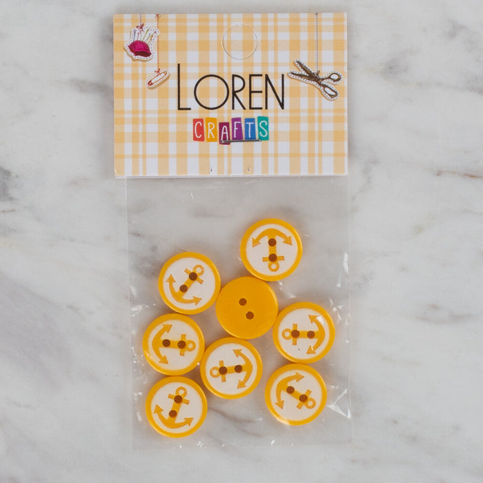 Loren Crafts 8'li Sarı Çapa Düğme - 607