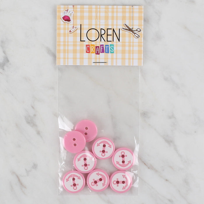 Loren Crafts 8'li Pembe Çapa Düğme - 608