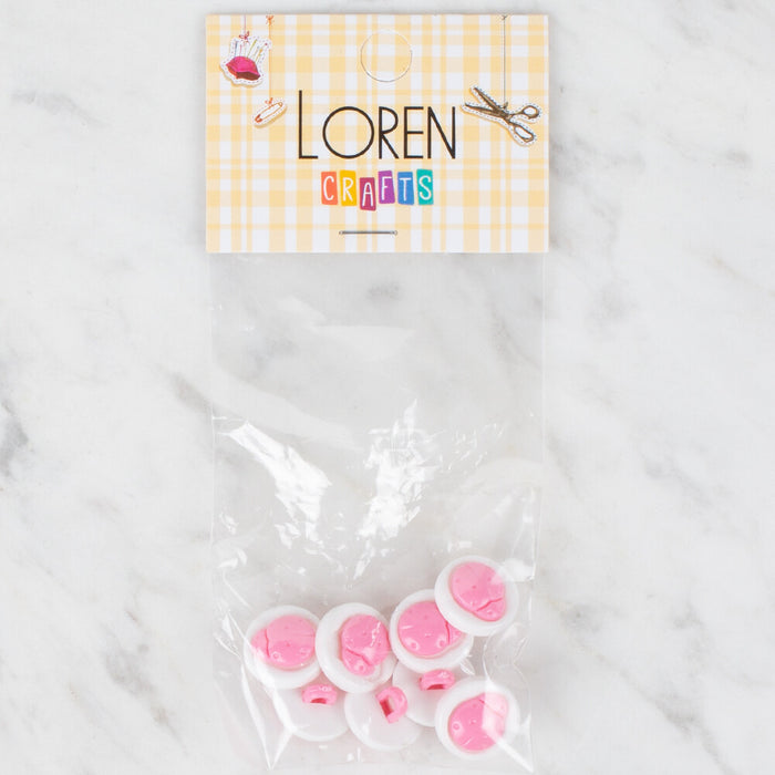 Loren Crafts 8'li Pembe Uğur Böceği Düğme - 646