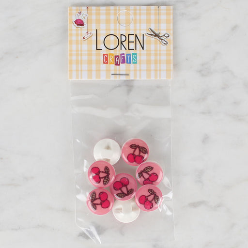 Loren Crafts 8'li Pembe Kiraz Düğme - 710