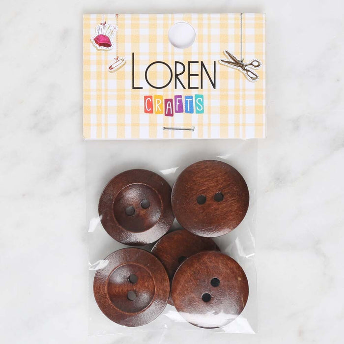 Loren Crafts 5'li Kahverengi Ahşap Düğme - 1766