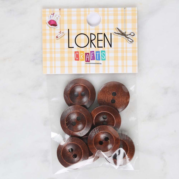 Loren Crafts 8'li Kahverengi Ahşap Düğme - 1768