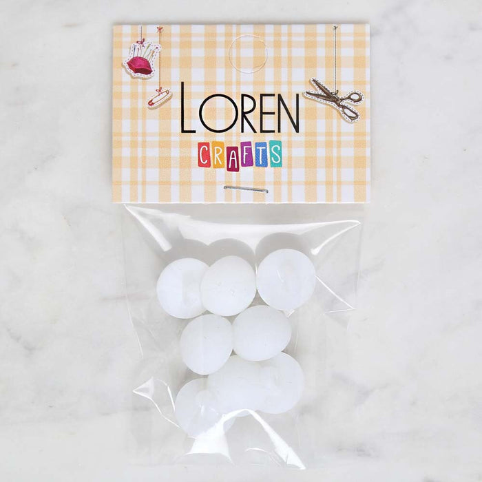 Loren Crafts 8'li Mat Plastik İnci Düğme Beyaz - 1794