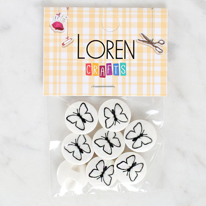 Loren Crafts 8'li Kelebek Düğme - 1220