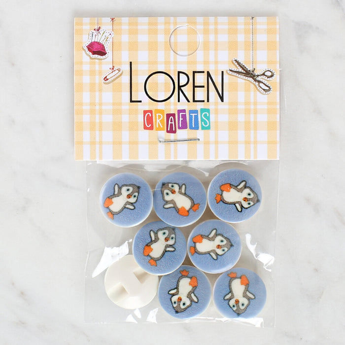 Loren Crafts 8'li Penguen Düğme - 1235