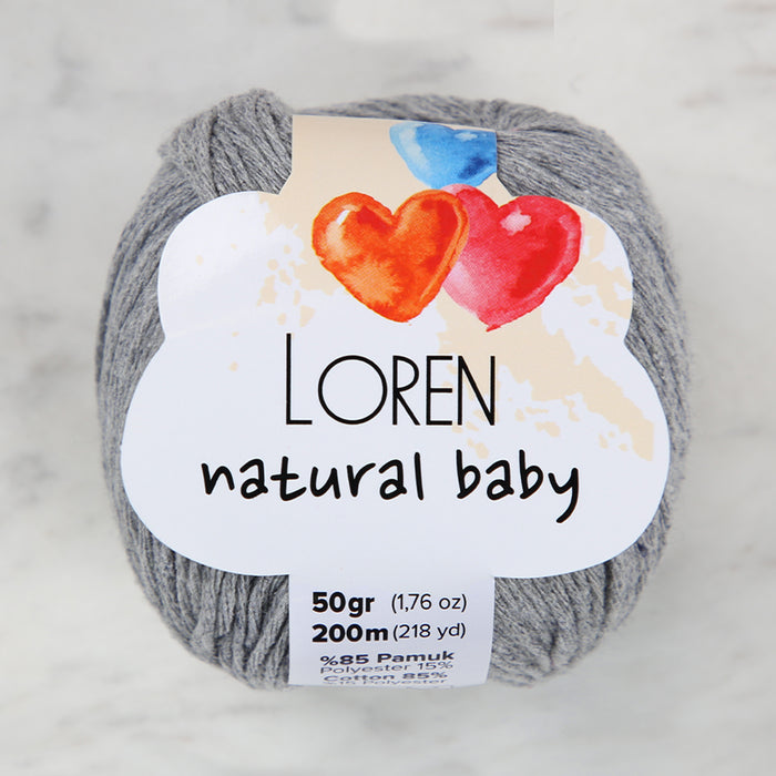 Loren Natural Baby Gri El Örgü İpi - R042