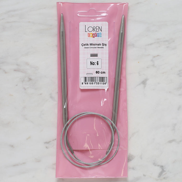 Loren Crafts 6 mm Çelik Misinalı Şiş 60 cm