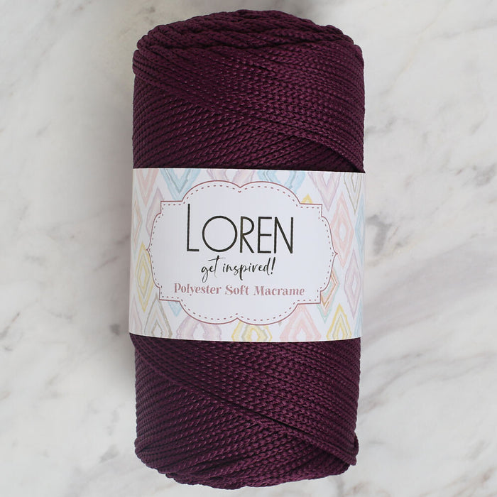 Loren Polyester Soft Macrame Patlıcan Moru El Örgü İpi - LM038