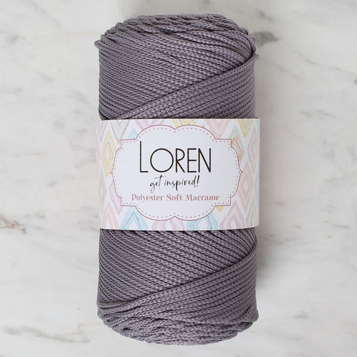 Loren Polyester Soft Macrame Gri El Örgü İpi - LM050