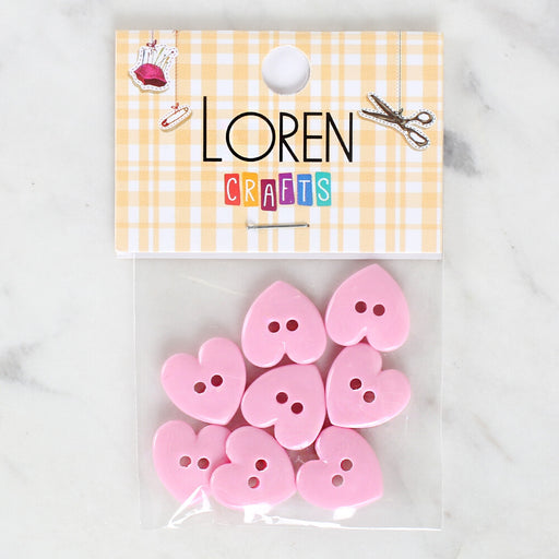 Loren Crafts 8'li Pembe Kalp Düğme - 1076