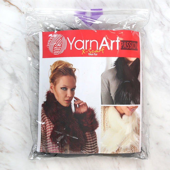 Yarnart X - Scarf Suni Kürk Şal Siyah - F502