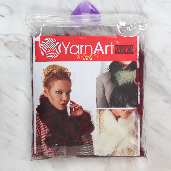 Yarnart X - Scarf Suni Kürk Şal Kırçıllı Bordo - F502