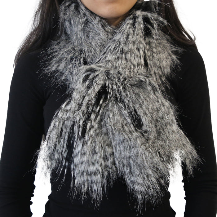 Yarnart X - Scarf Suni Kürk Şal Kırçıllı Siyah Beyaz - F502