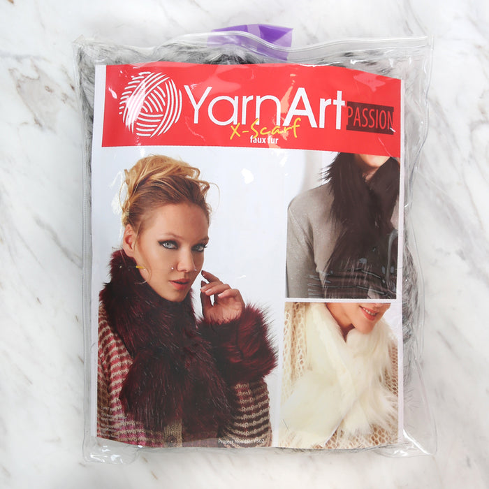 Yarnart X - Scarf Suni Kürk Şal Kırçıllı Siyah Beyaz - F502