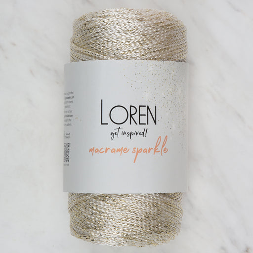 Loren Macrame Sparkle Simli Krem El Örgü İpi - RM 16