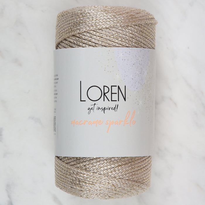 Loren Macrame Sparkle Simli Bej El Örgü İpi - RM 48