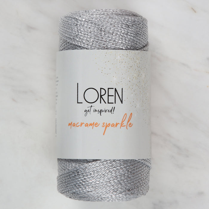 Loren Macrame Sparkle Simli Gri El Örgü İpi - RM 60