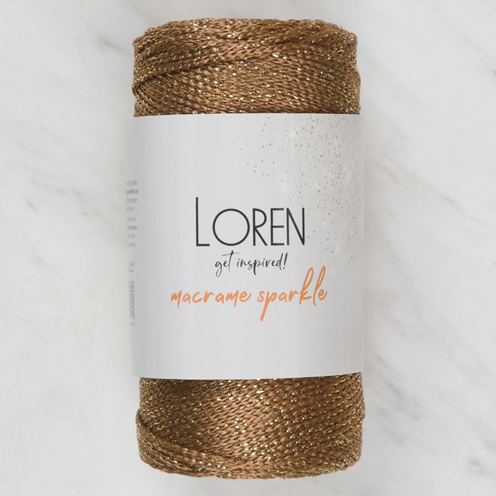 Loren Macrame Sparkle Simli Kahverengi El Örgü İpi - RM 200