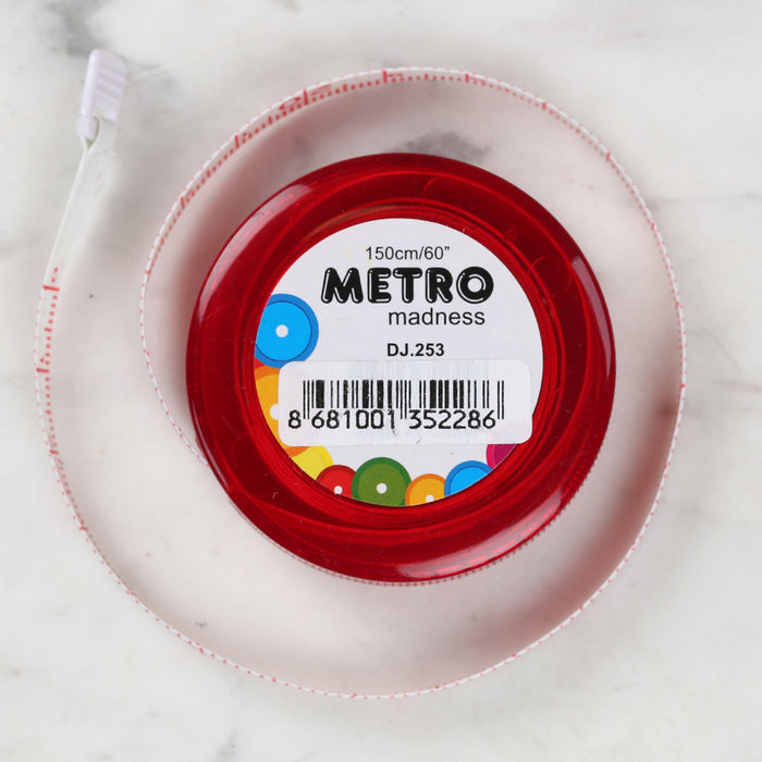 Sew Tasty Metro Otomatik Mezura Kırmızı 150cm/60 inç - 253