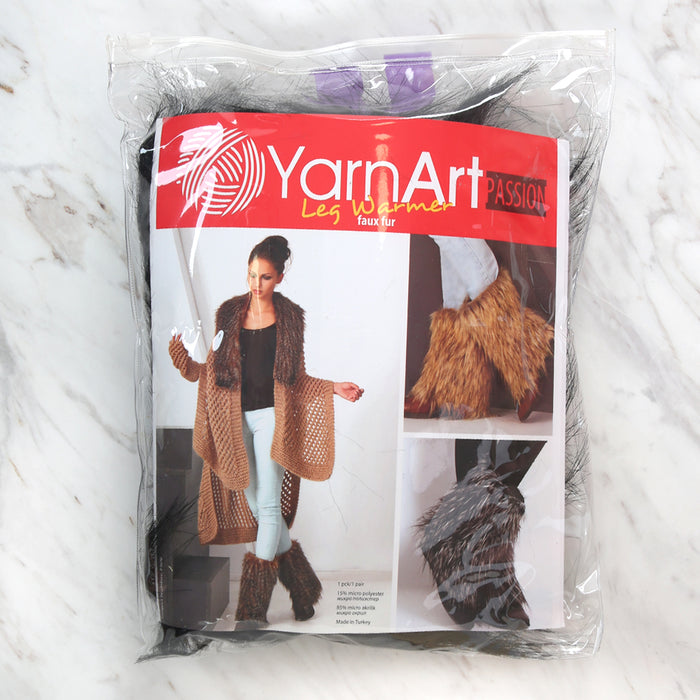 Yarnart Leg Warmer Suni Kürk Tozluk Siyah - F506