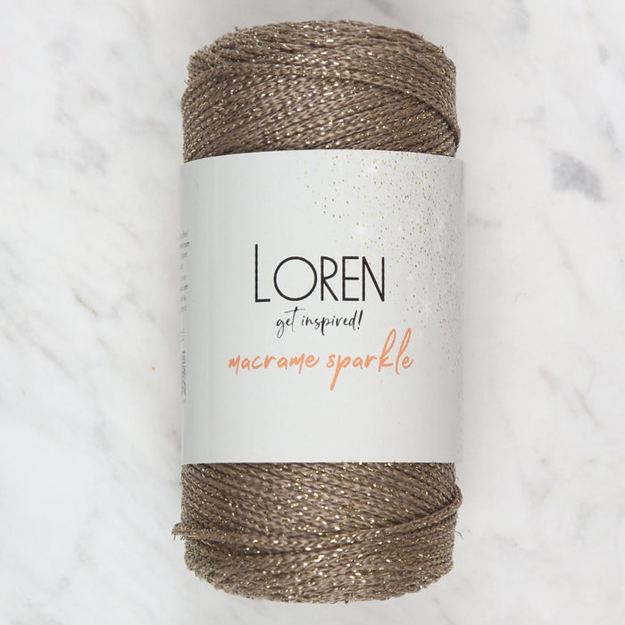 Loren Macrame Sparkle Simli Bej El Örgü İpi - RM239